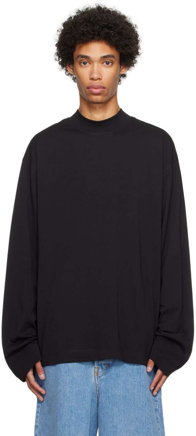 Dries Van Noten Black Mock Neck Sweater In 900 Black