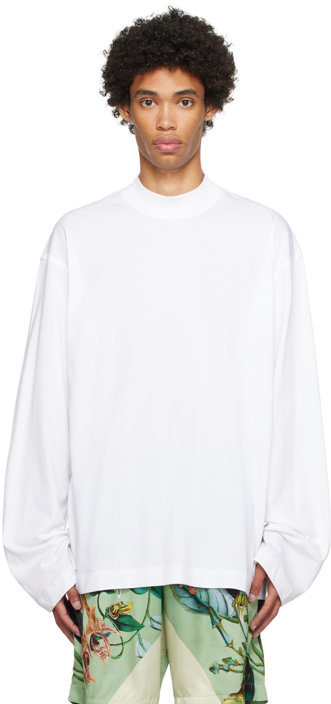Dries Van Noten White Mock Neck Sweater In White 1