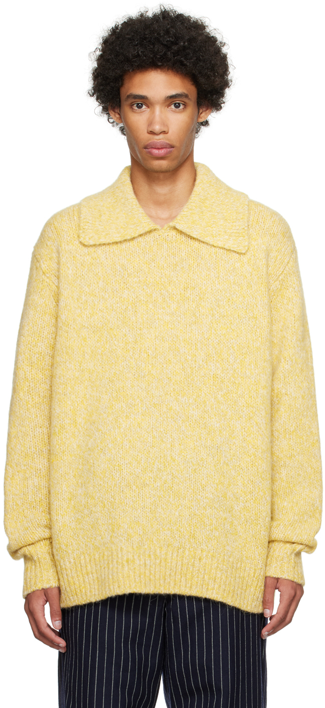 Yellow Spread Collar Polo by Dries Van Noten on Sale