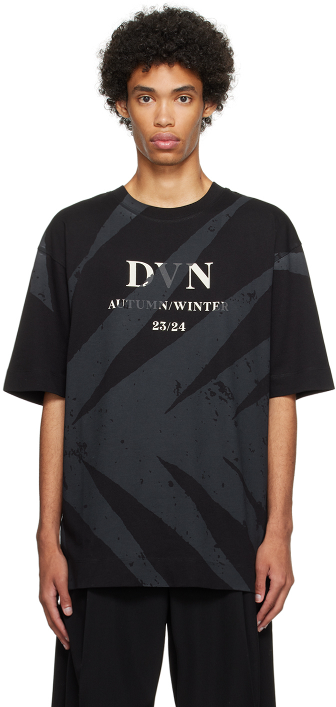 Dries Van Noten Black Screen Print T-shirt In 900 Black