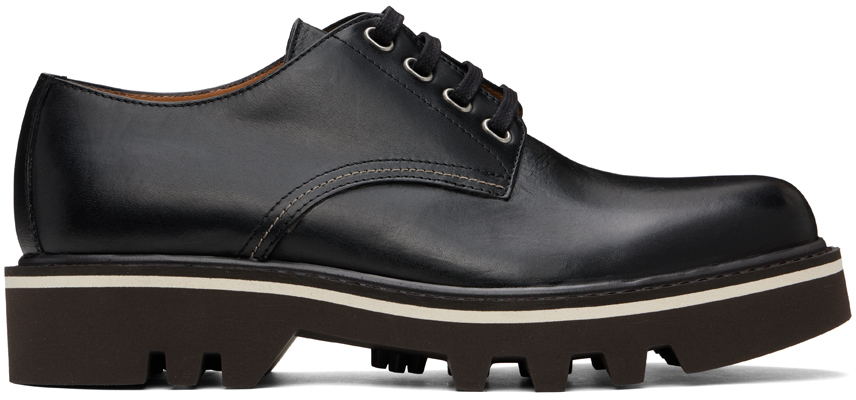 Black Leather Derbys by Dries Van Noten on Sale