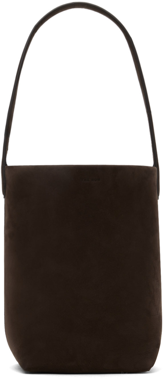 The Row Park Small Textured-leather Tote In Brown