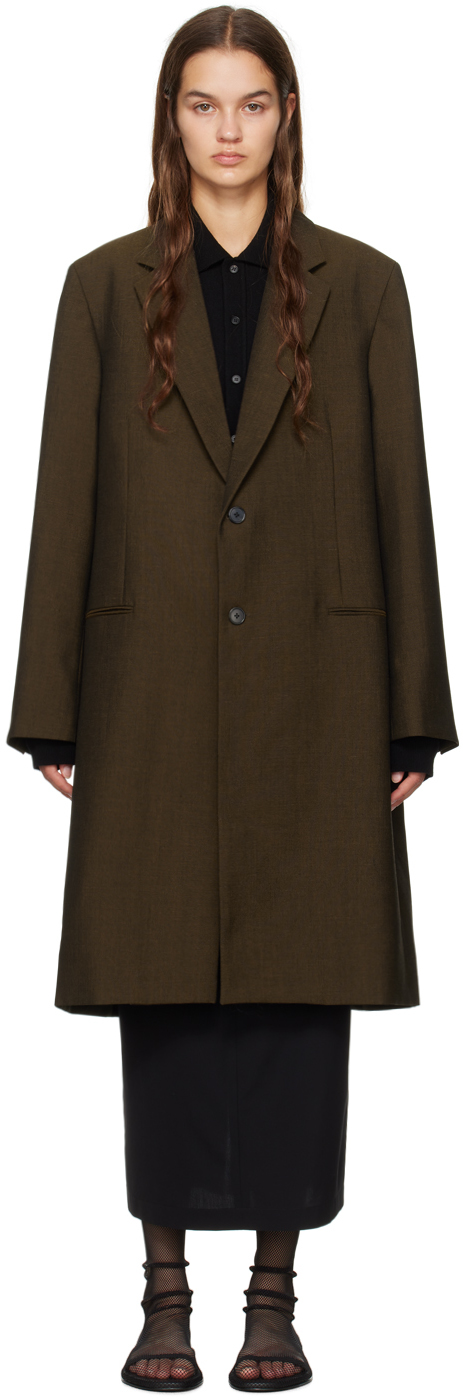 The Row Chevalier Oversized Wool Coat In Brown