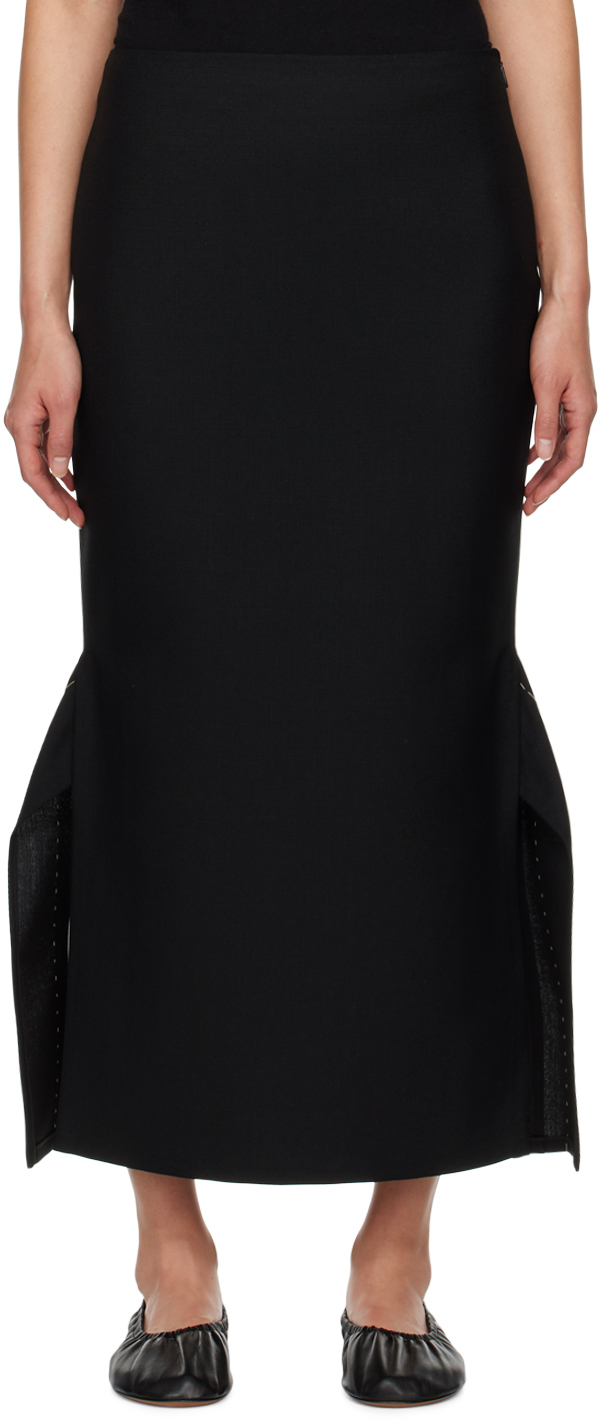 Black Patillon Midi Skirt