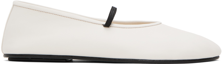 The Row Off White Elastic Ballerina Flats SSENSE