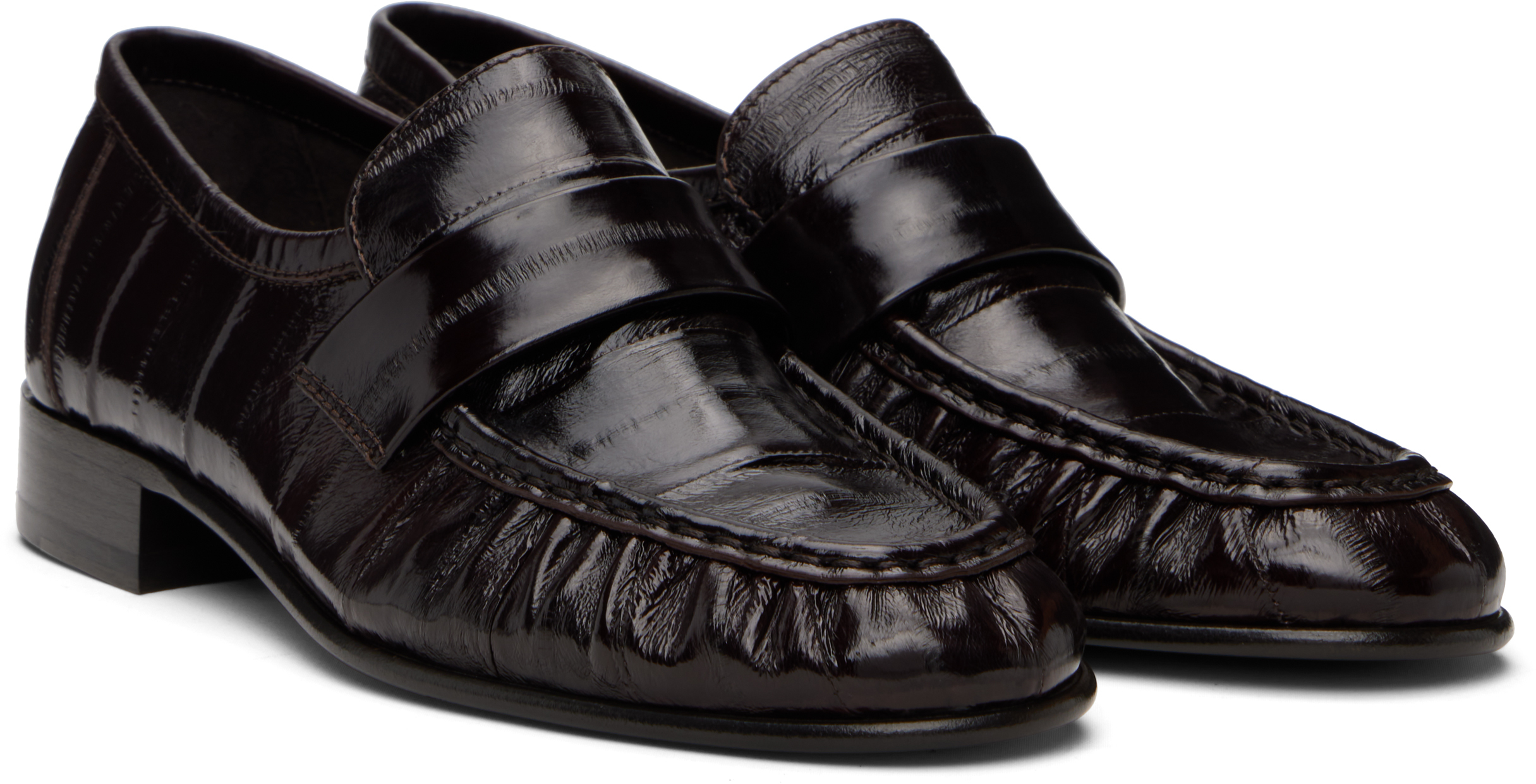 The Row Brown Soft Loafers In Black