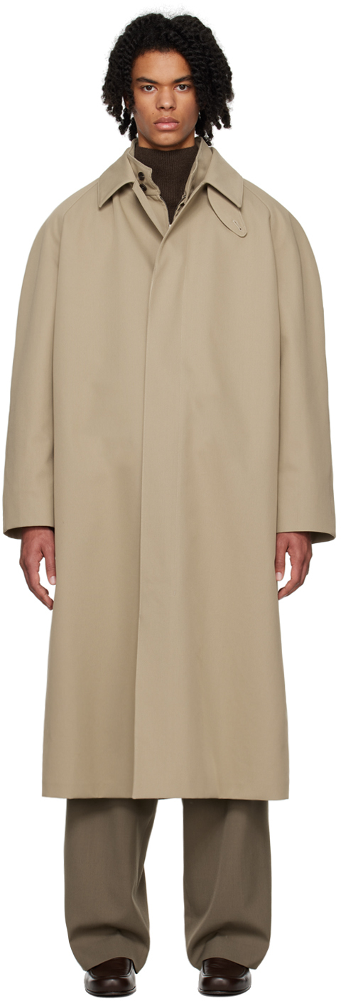 The Row Beige Johnson Coat In Smokey Taupe