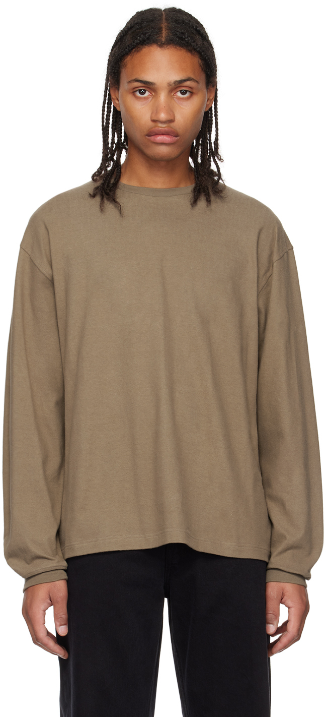 The Row: Taupe Kirk Long Sleeve T-Shirt | SSENSE