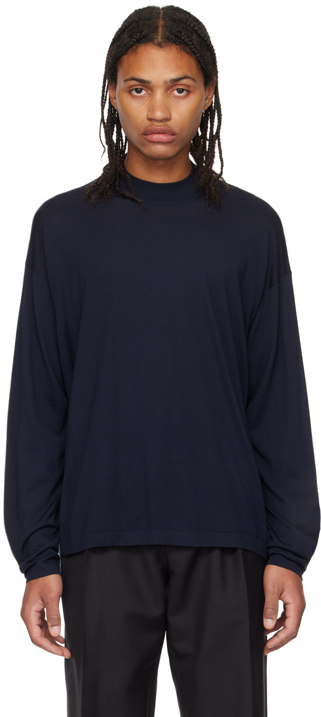 The Row Navy Delsie Long Sleeve T-shirt