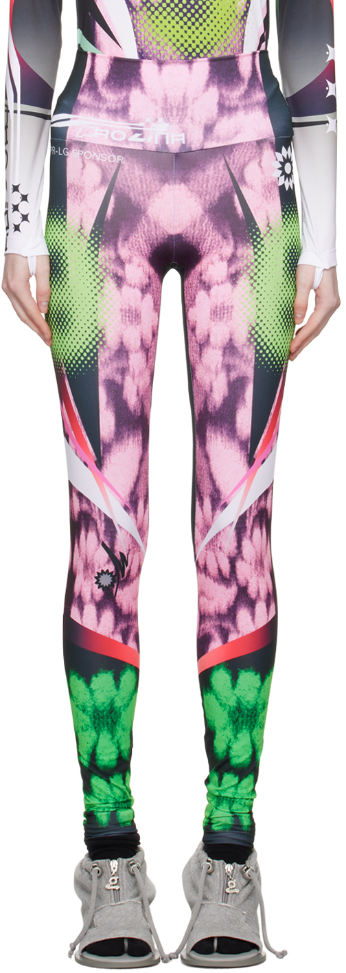 Paolina Russo Pink Printed Leggings In Pink/black/green