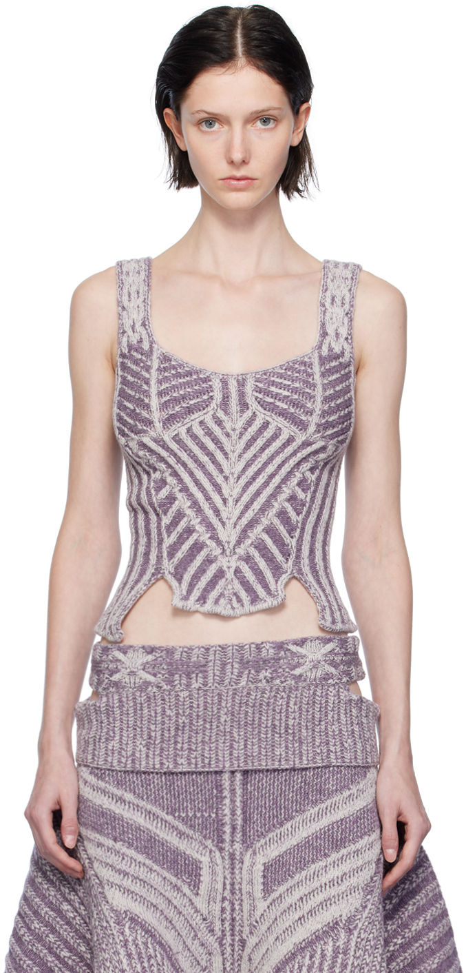 Paolina Russo Purple Warrior Bodice Tank Top In Snow/lilac