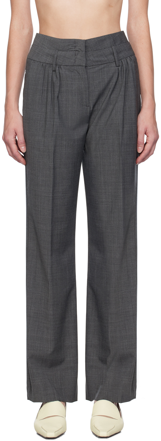 Shop The Garment Gray Pisa Trousers In Grey Melange 602
