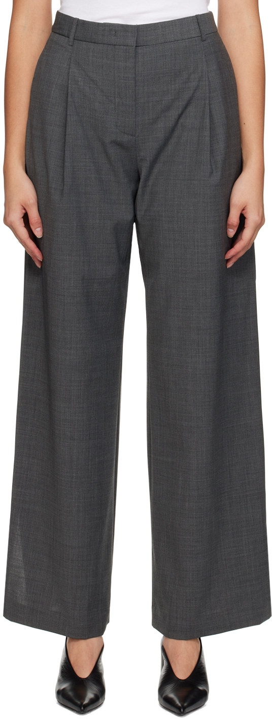 The Garment Gray Pisa Wide Trousers In Heather Grey