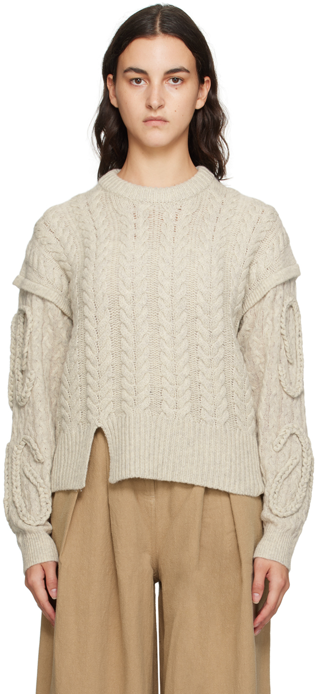 The Garment Gray Canada Cable Braided Sweater In Oatmeal 609