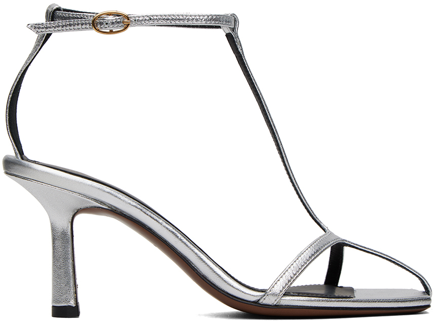 Silver Jumel Heeled Sandals by NEOUS on Sale
