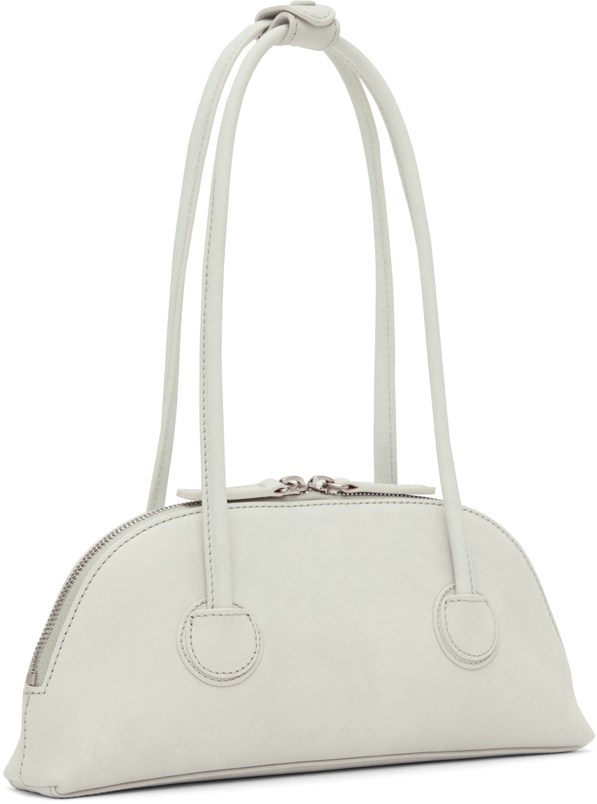 Bessette Leather Shoulder Bag In Silver Crinkle