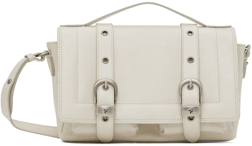 Marge Sherwood Belted Logo Leather Top Handle Bag in White