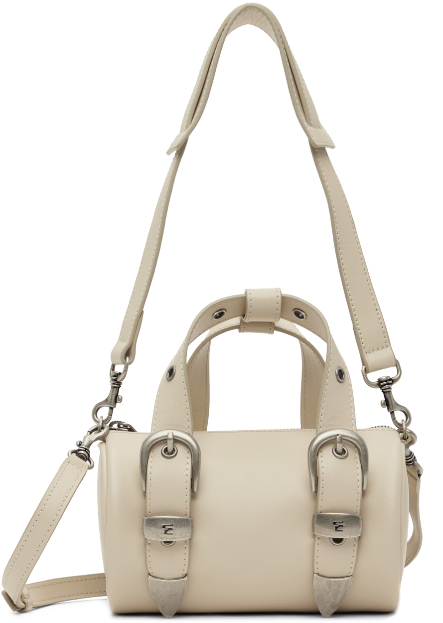 Marge Sherwood Crinkled Leather Square Shoulder Bag with Piping - Apricot  on Garmentory