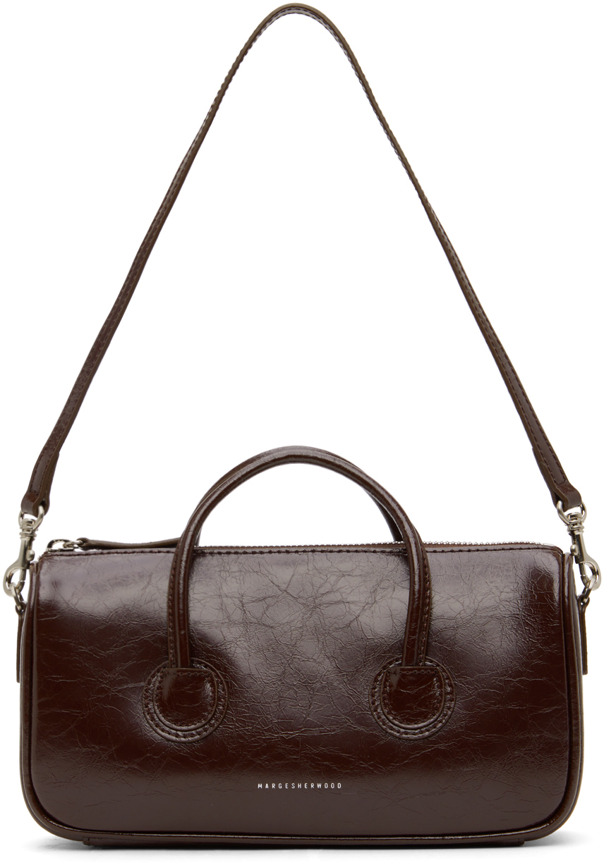 Marge Sherwood Brown Small Zipper Bag In Dark Brown Crinkle