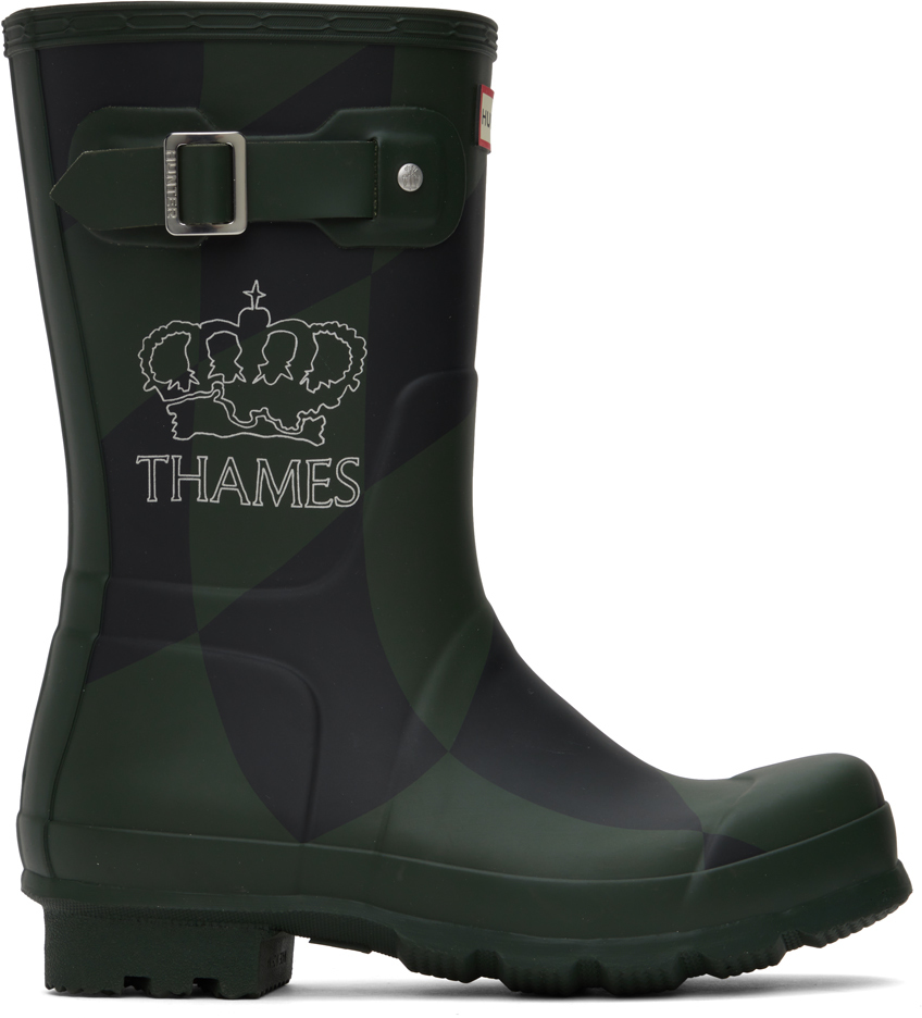 Thames Mmxx Green Hunter Edition Wellington Boots In Dark Olive/black