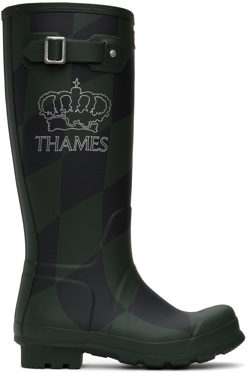 Thames Mmxx Green Hunter Edition Wellington Boots In Dark Olive/black