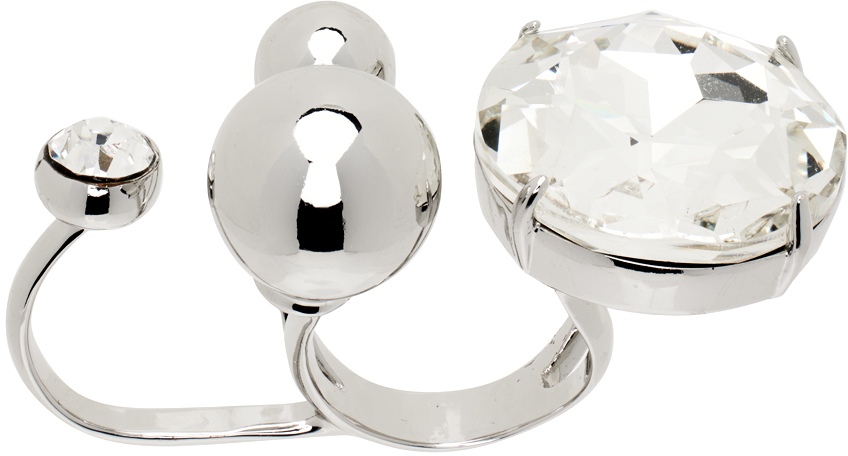 Area Silver Crystal Double Ring | ModeSens