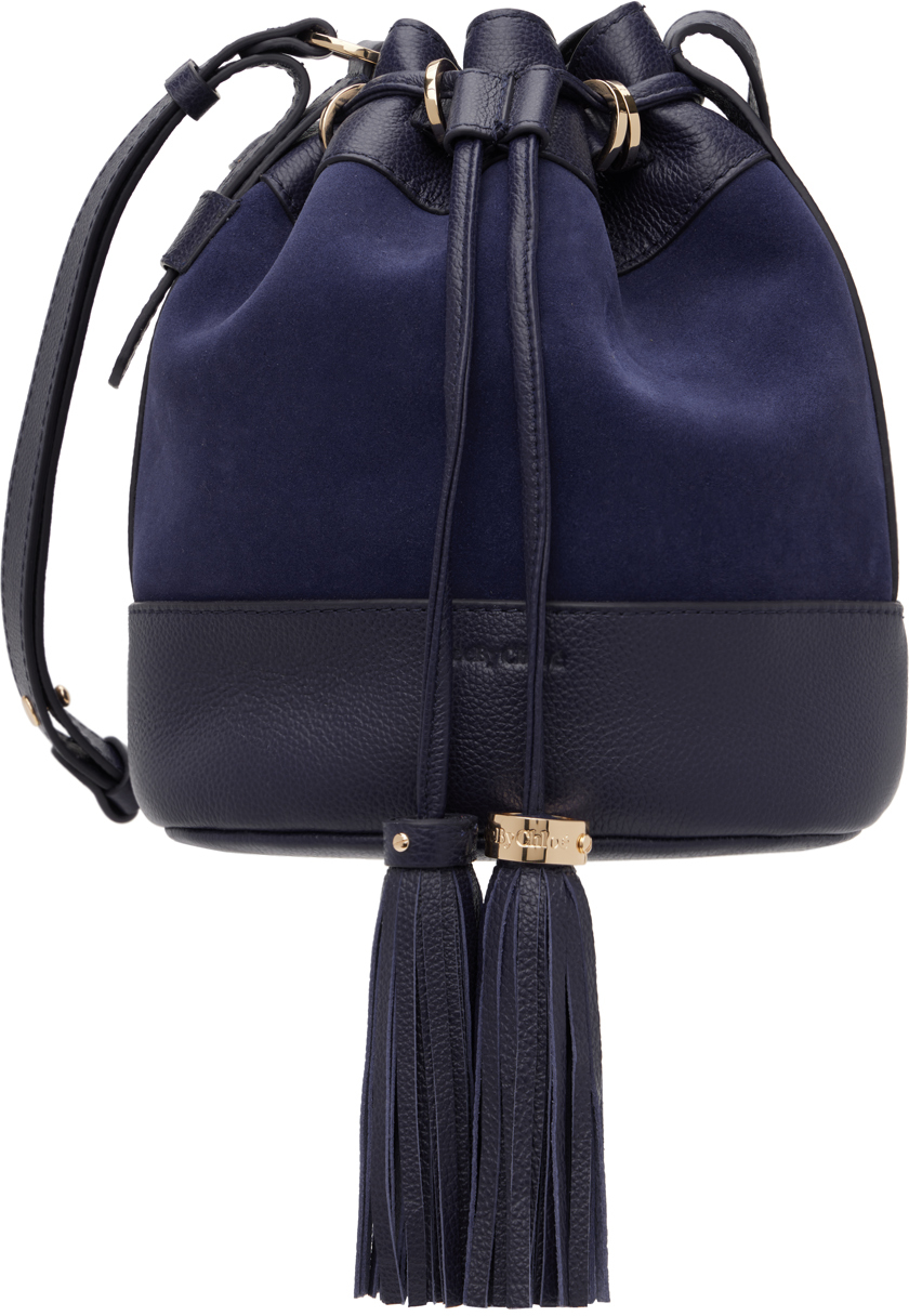 See By Chloé Navy Vicki Bucket Bag In 48c Midnight Blue