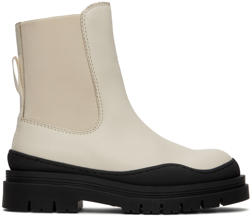 See By Chloé Off-white Alli Boots In 139 Ivory/103 Ivory
