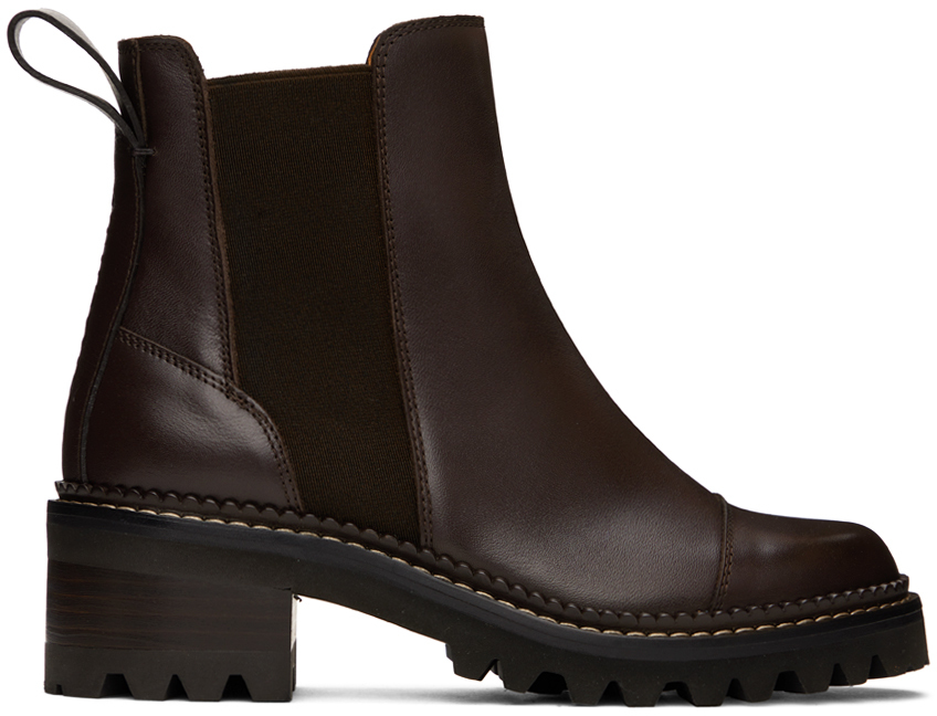 See By Chloé Brown Mallory Boots In 501 Dk Brown