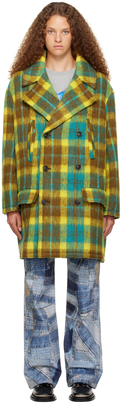 Andersson Bell Yellow & Brown Leon Coat In Yellow/brown