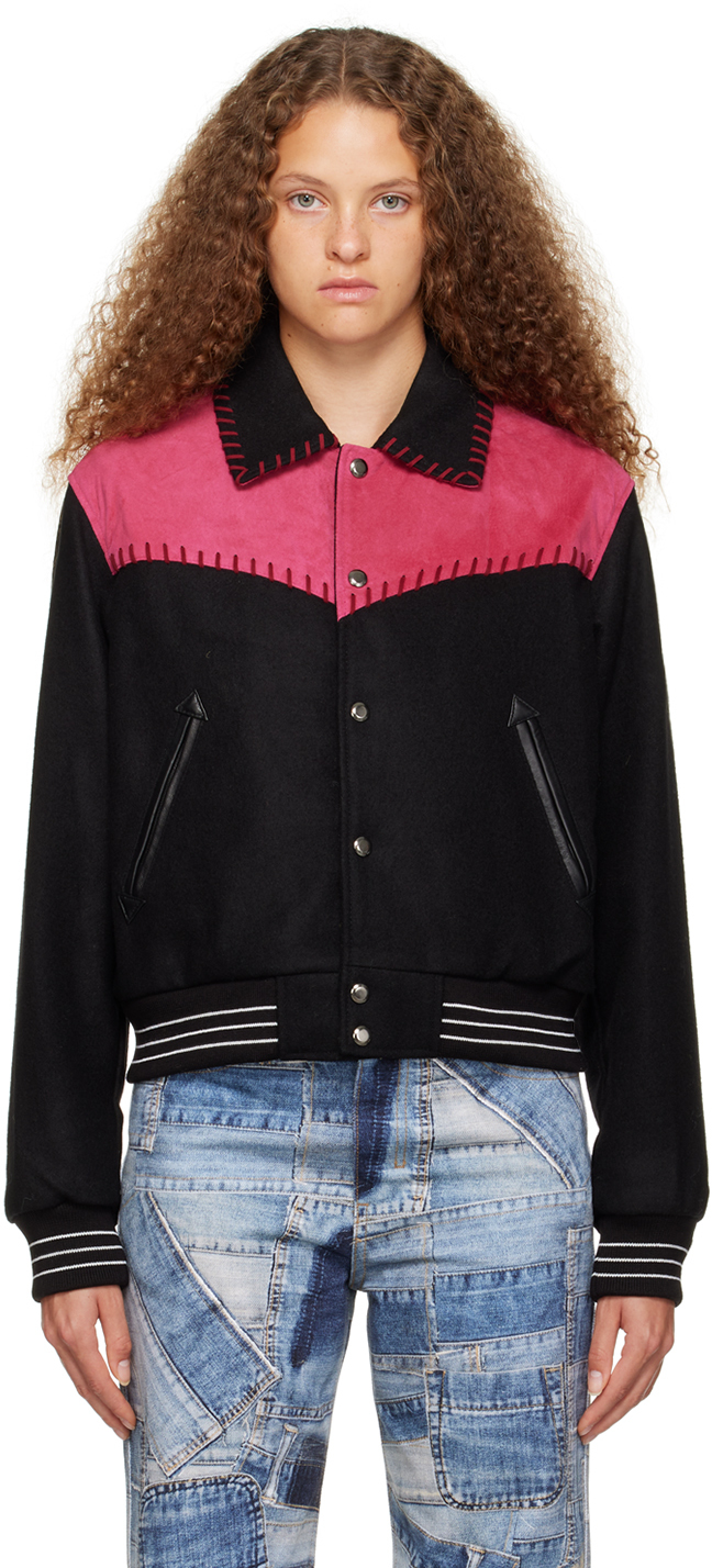 Andersson Bell: Black & Pink New Margo Western Varsity Jacket | SSENSE