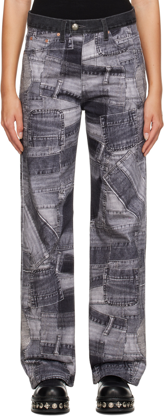 Andersson Bell Grey Patchwork Jeans In Black