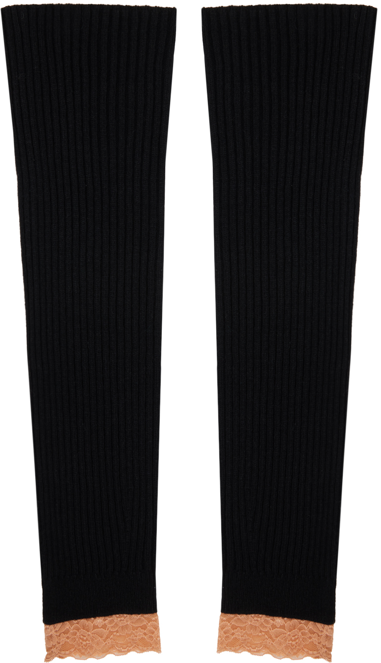 Black Ribbed Leg Warmers by Andersson Bell on Sale