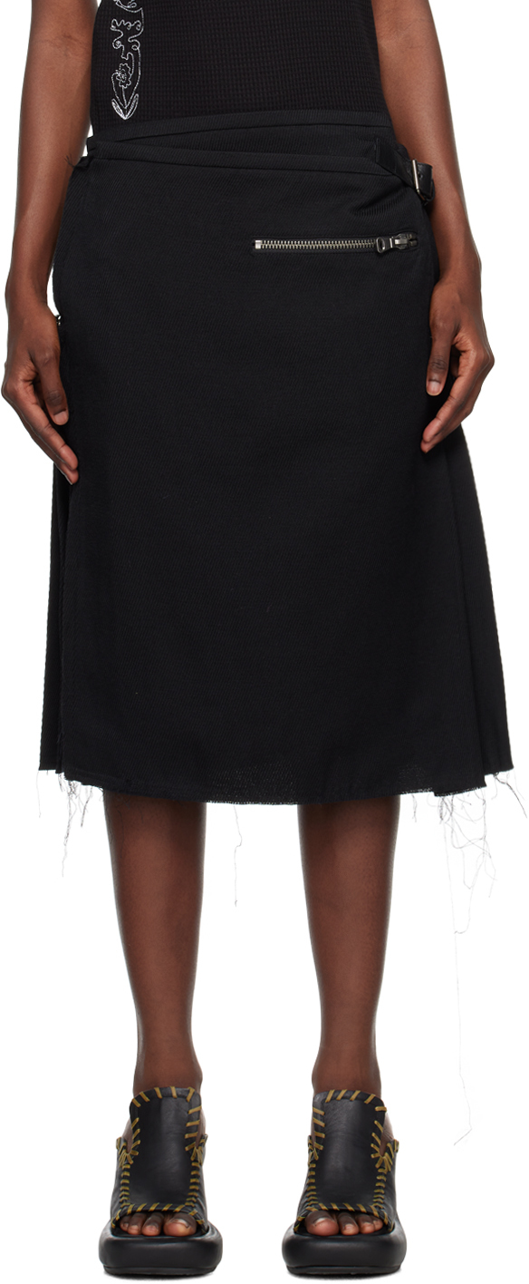 Black Camtton Midi Skirt