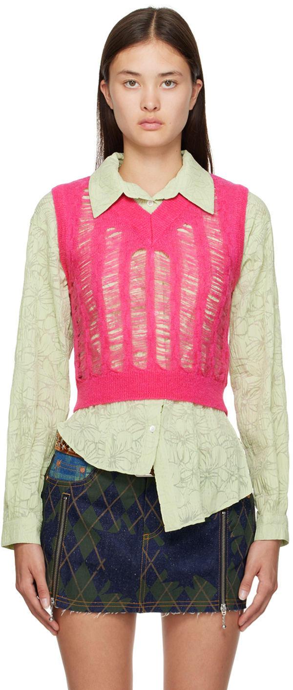Andersson Bell Meadow Mohair Waistcoat In Fuchsia Pink
