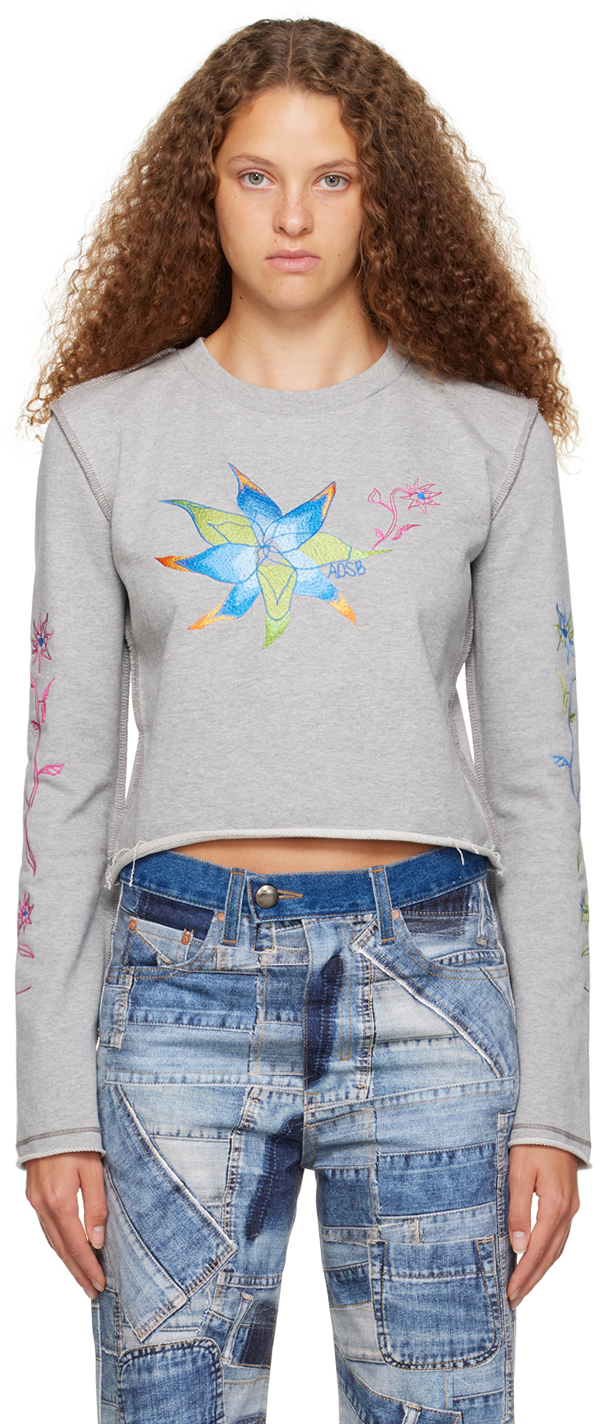 Shop Andersson Bell Gray Crazy Flower Long Sleeve T-shirt In Grey