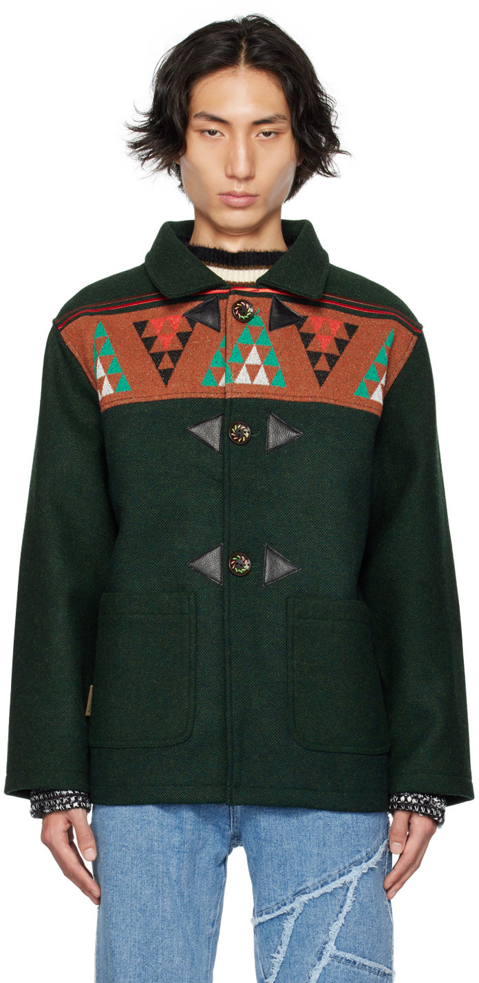 Andersson Bell Green Paneled Jacket In Forest Forest