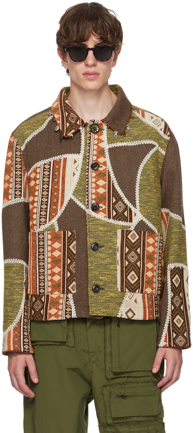ANDERSSON BELL GREEN & BROWN PATCHWORK JACKET