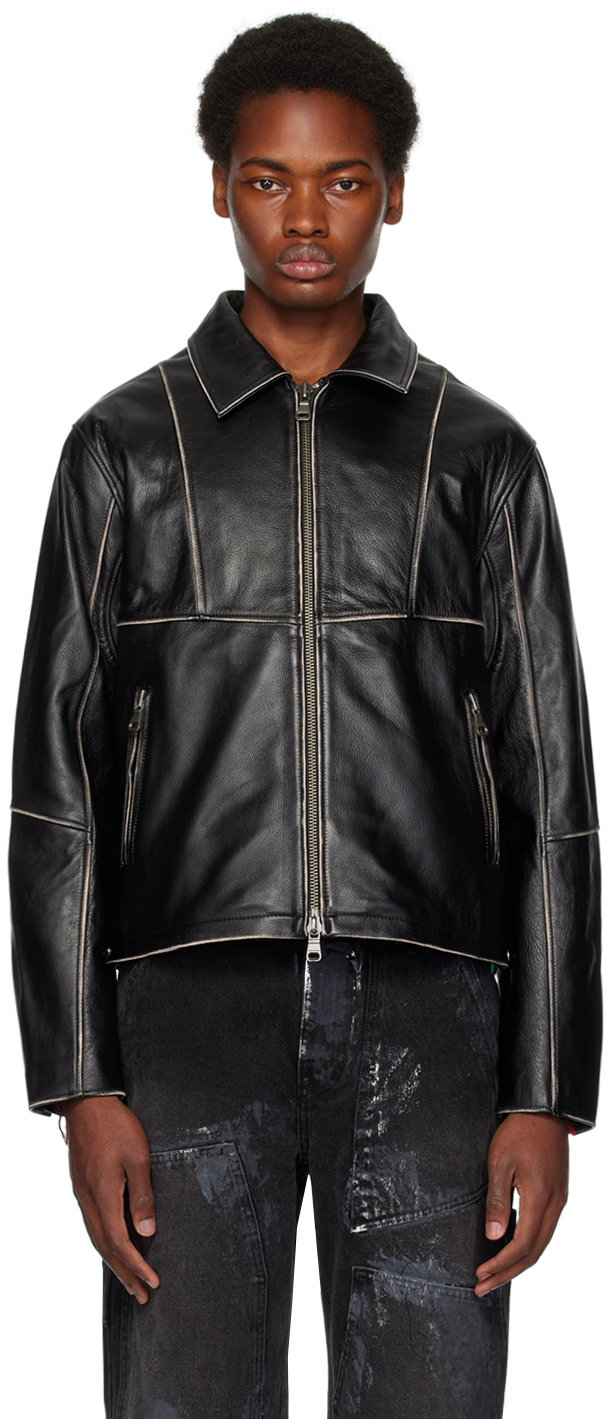 Andersson Bell: Black Zip Leather Jacket | SSENSE Canada