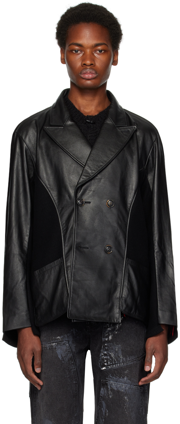Andersson Bell Black Paneled Leather Jacket In Black Black