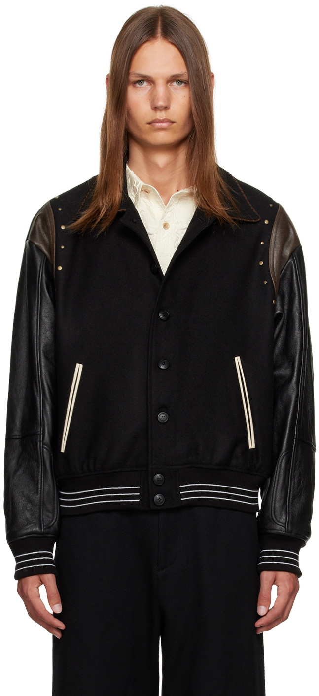 Andersson Bell: Black Luster Leather Jacket | SSENSE Canada