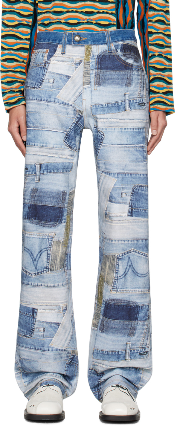 Shop Andersson Bell Blue Printed Jeans In Blue Blue