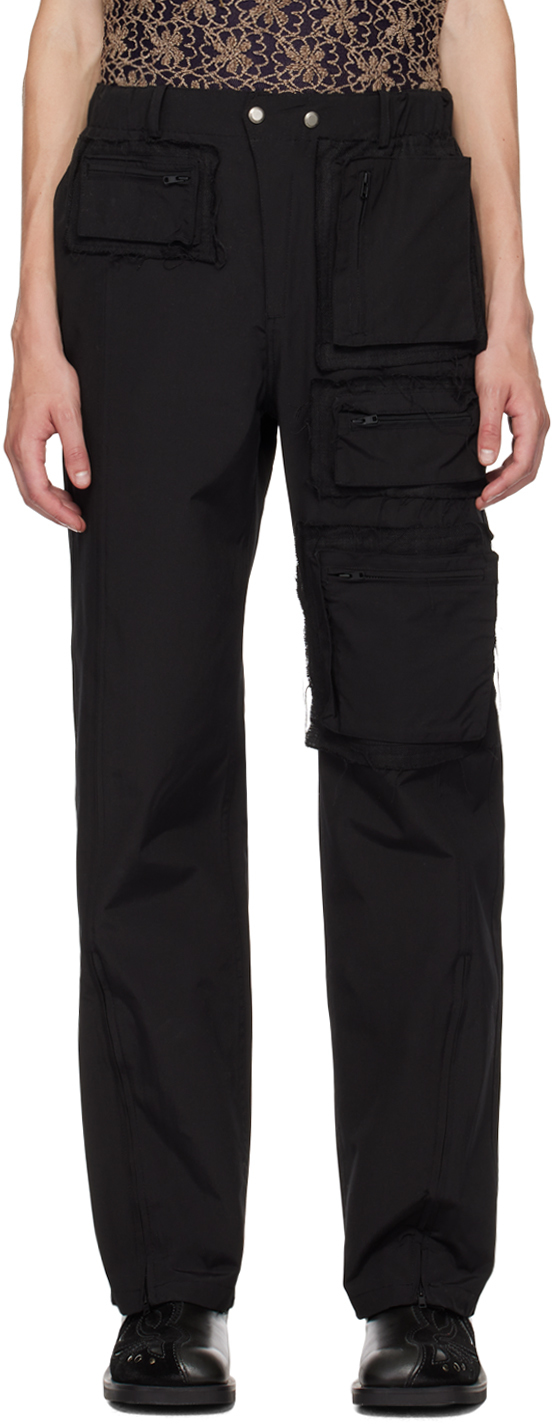 Shop Andersson Bell Black Zip Pockets Cargo Pants In Black Black