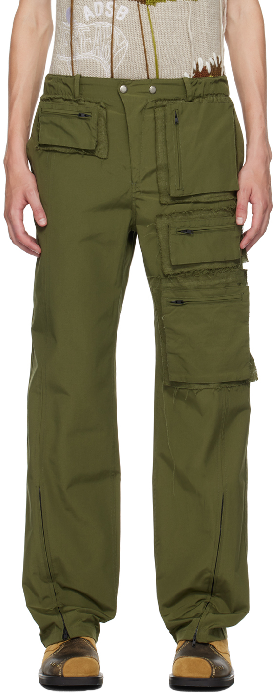 Khaki Zip Pockets Cargo Pants