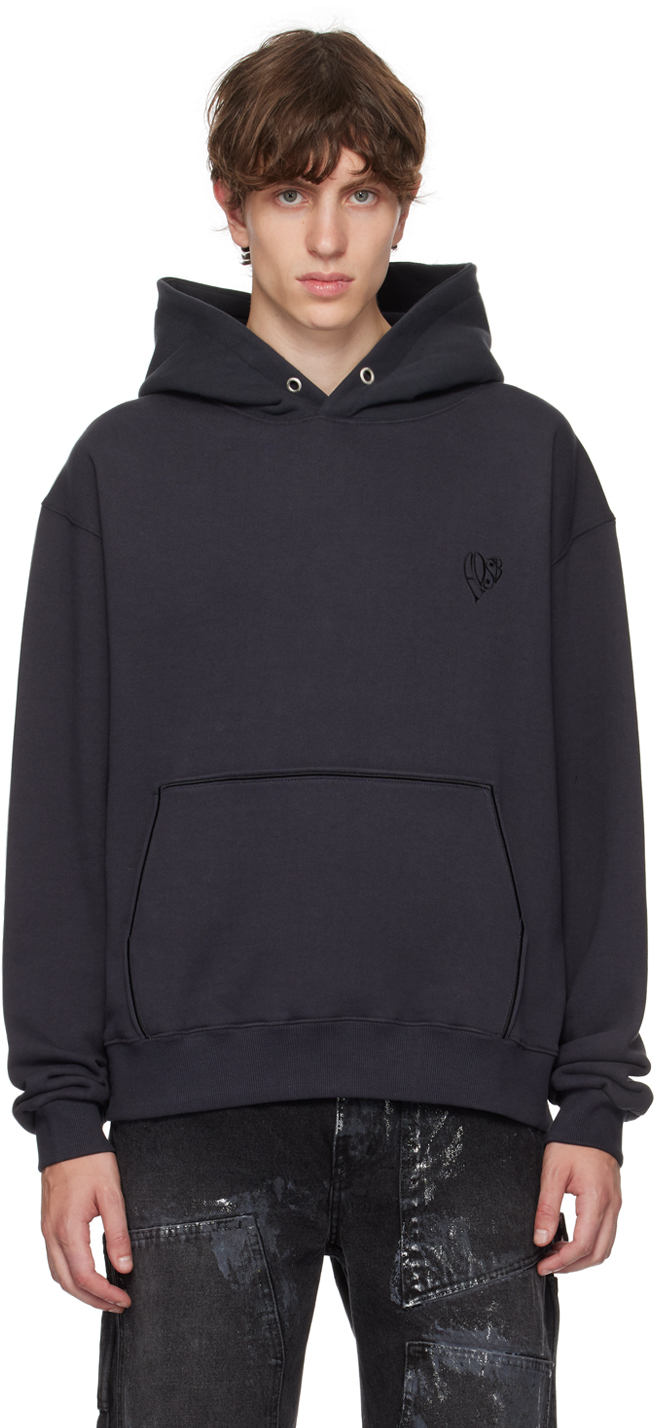 Shop Andersson Bell Gray Heart Hoodie In Chcoal Charcoal