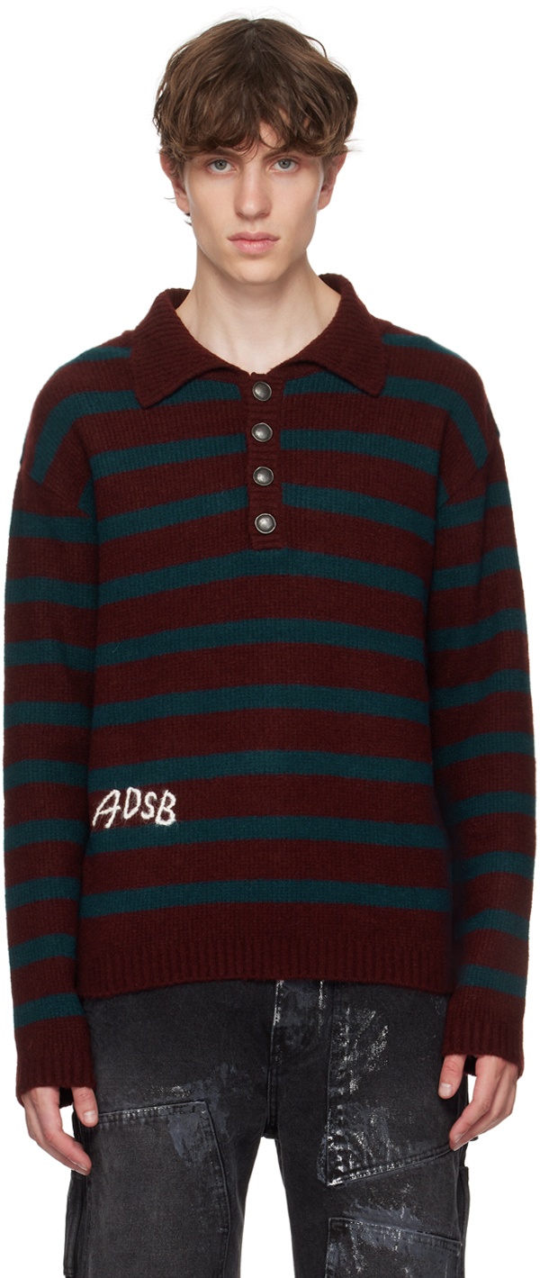 Andersson Bell Burgundy & Blue Stripe Sweater In Wingrn Wine/green