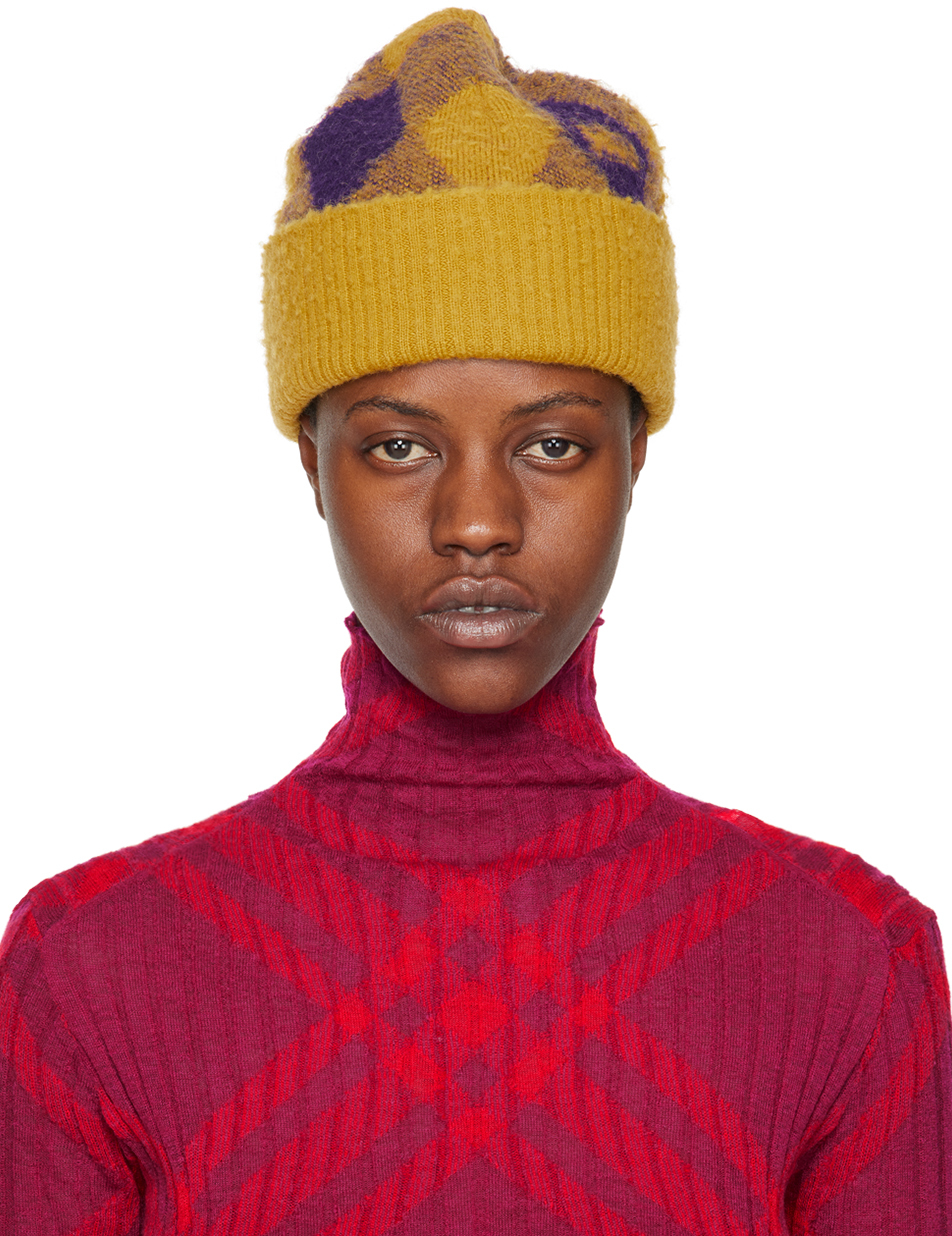 Burberry Women's Argyle Jacquard-woven Wool Beanie In Pear Royal