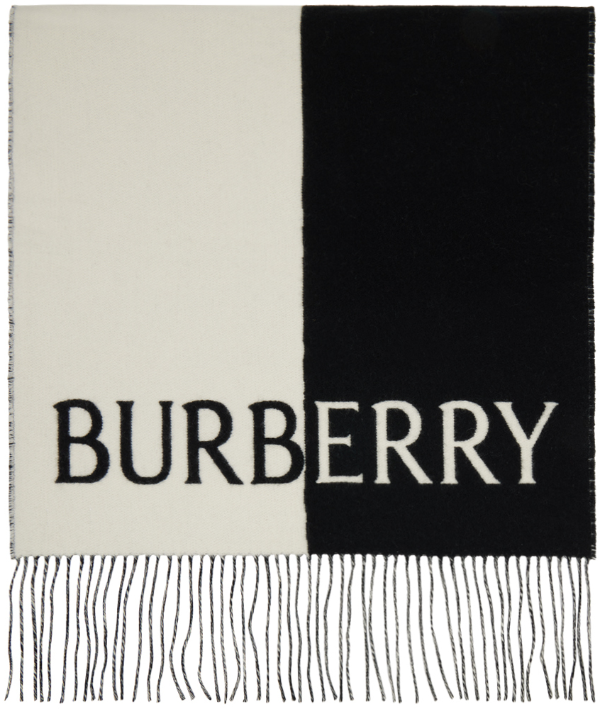 Burberry Black & White Ekd Scarf In Black / White