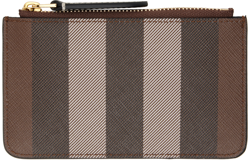 Burberry Brown Exaggerated Check Coin Pouch In Dark Birch Brown