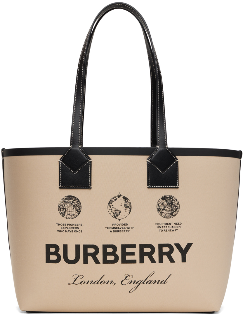 Shop Burberry Beige Small London Tote
